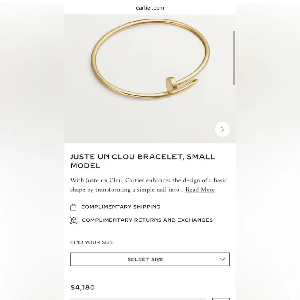 Authentic Cartier Juste un Clou Bracelet (18 K Gold) - Picture 11 of 11